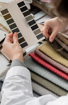 experts carefully choosing fabrics of the highest quality